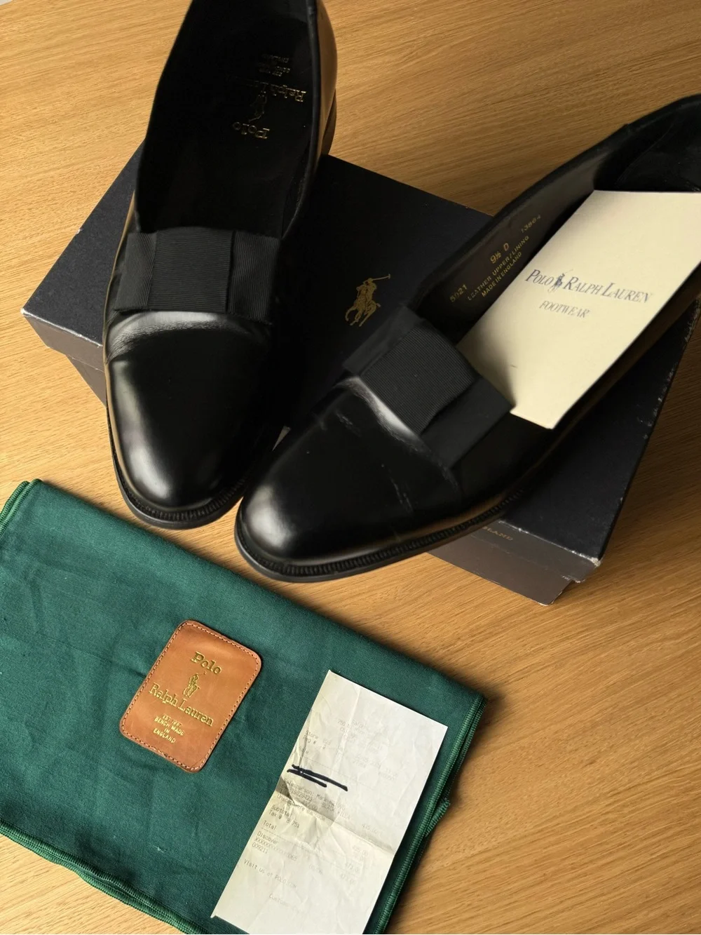 Rare Polo Ralph Lauren Benchmade England Tuxedo Pumps Black Leather 9.5 D